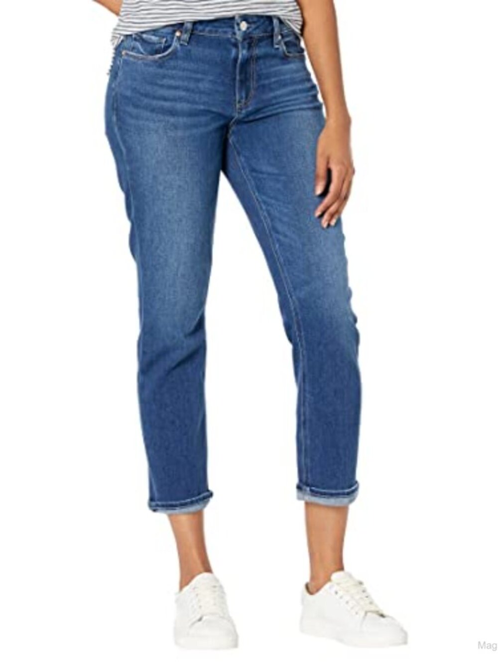 Women's Mid Rise Boyfriend Jeans Straight Loose Fit Ankle Stretch